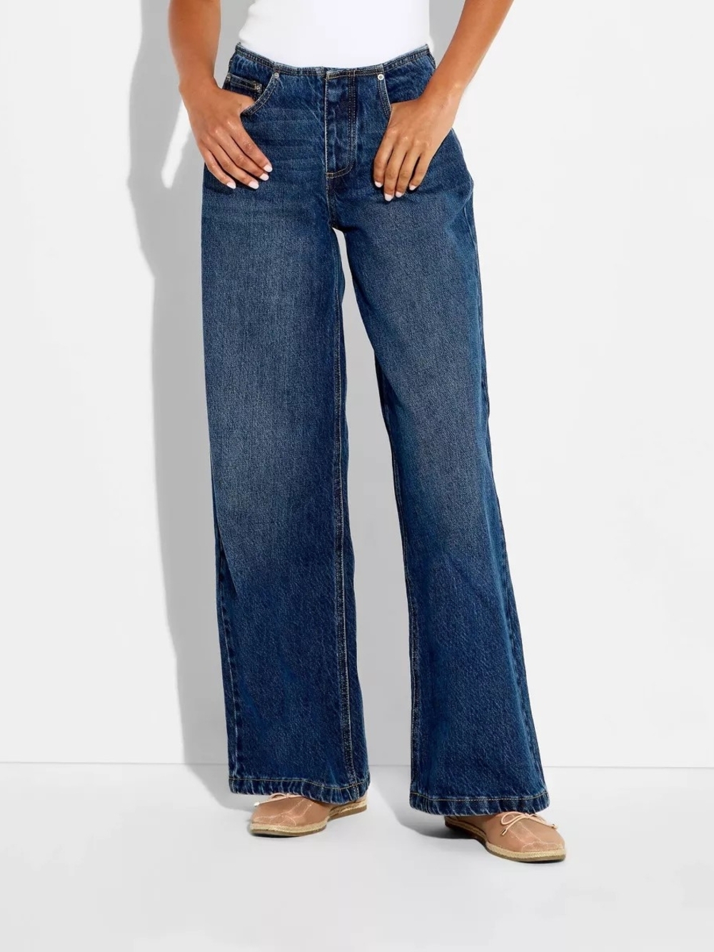 Wild Fable™  Women's Mid-Rise Ultra Wide Leg Jeans Dark Wash Size 16 Inseam 31